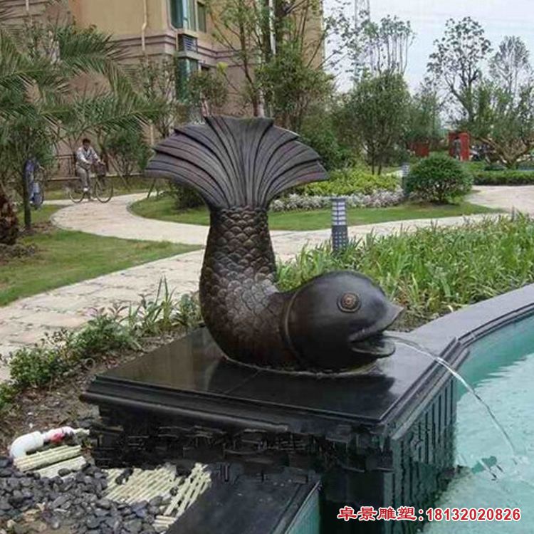 小区喷水鲤鱼铜雕